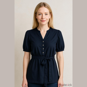 Vero Moda Maternity blue lightweight blouse w/ Optional tie, size XS, NWT